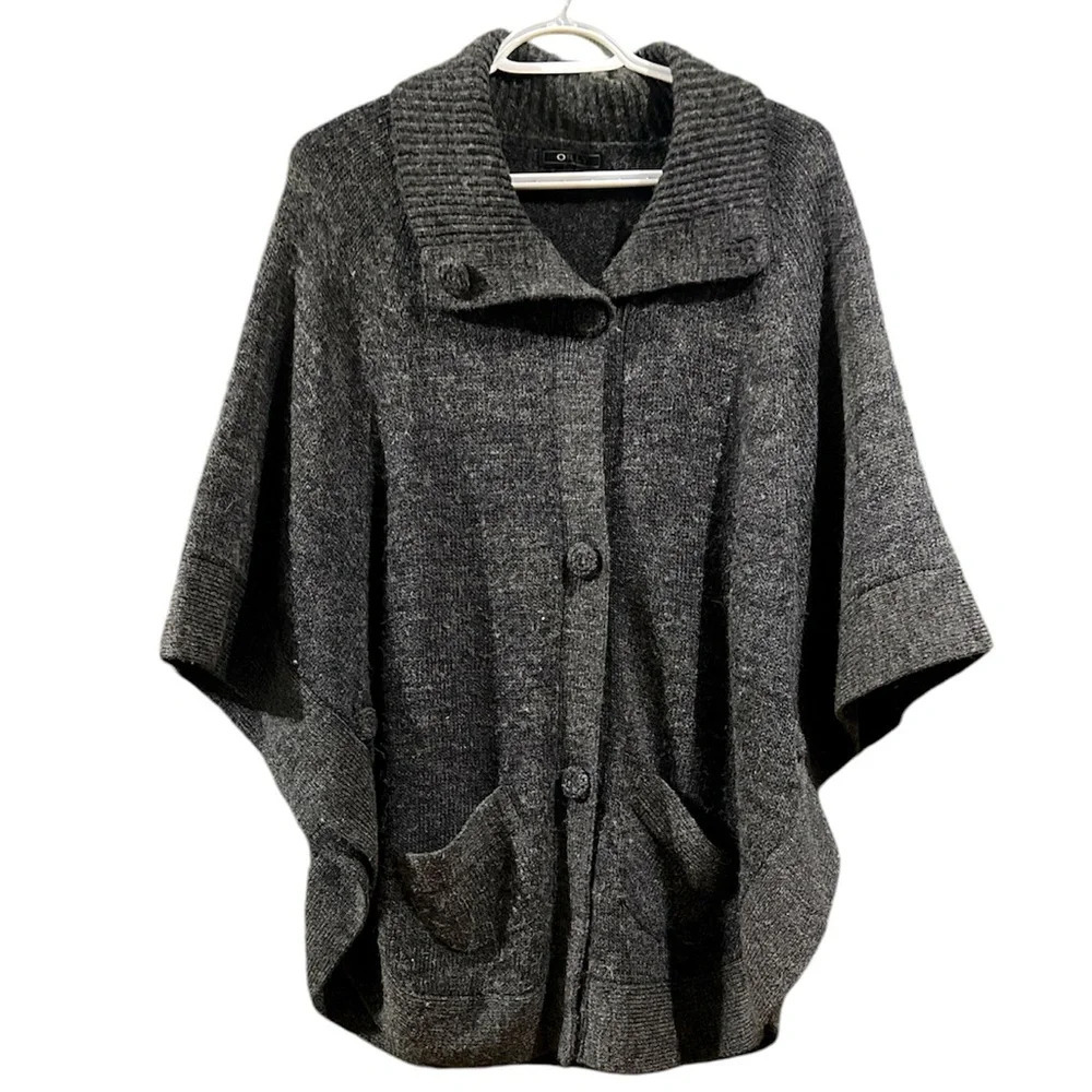 20% Wool ORLY cowl neck pinch with working buttons to use as sweater. Large-XL